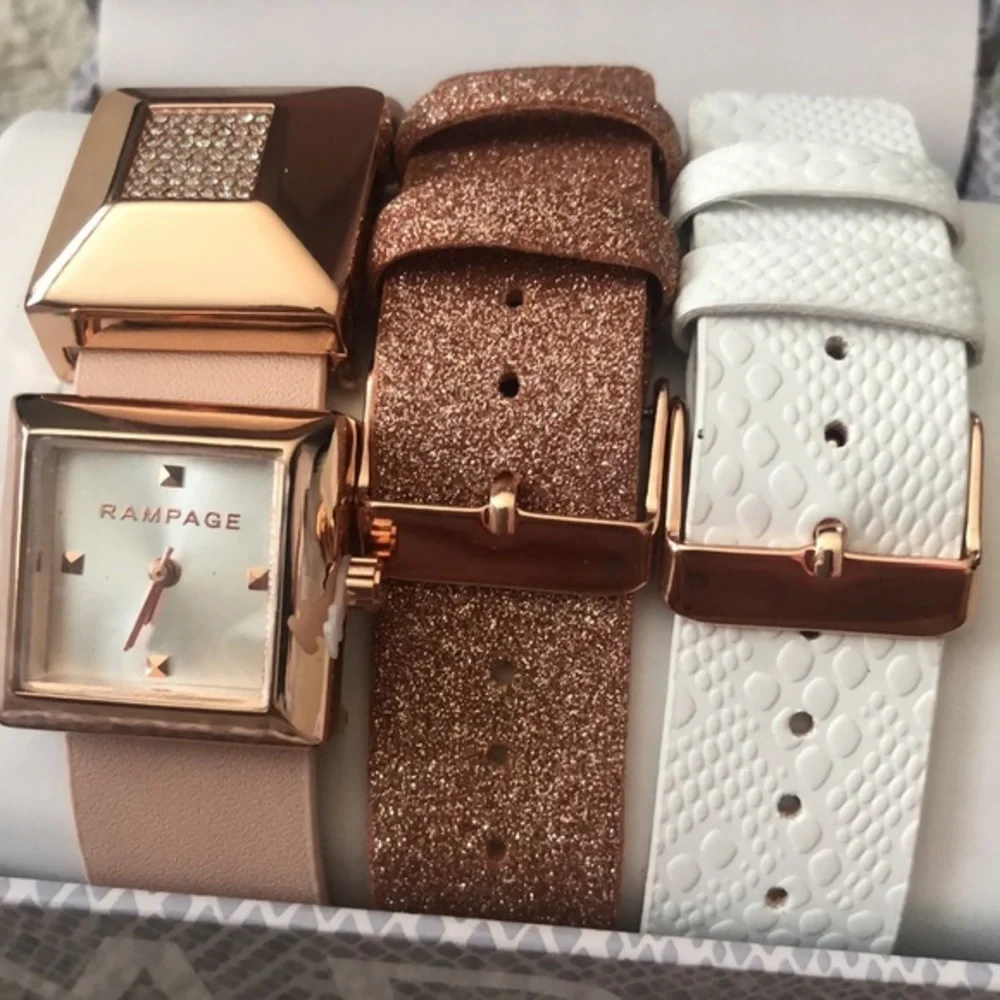 Rampage Gift Set Watch‎ Bracelet Set Rose Gold  White New